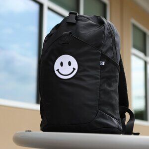 NWT Black Embroidered Smiley Backpack